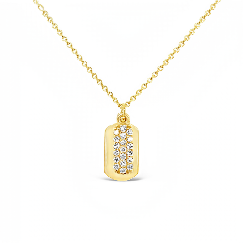 Yellow 14 Karat Necklace Length 18" With 19=0.10Tw Round Diamonds